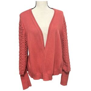 Soft Surroundings Hollyhock Cropped Knit Cardigan Sz Large Rust